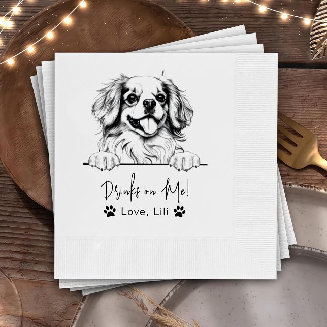 Tibetan Spaniel Dog Personalized Drinks On Me Napkin (Creator Uploaded)
