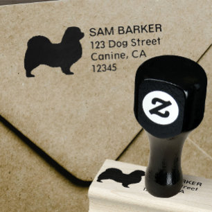 Tibetan Spaniel Dog Silhouette Return Address Rubber Stamp