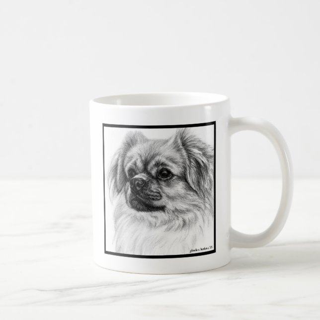 Tibetan Spaniel Drawing by Glenda S. Harlan Coffee Mug (Right)