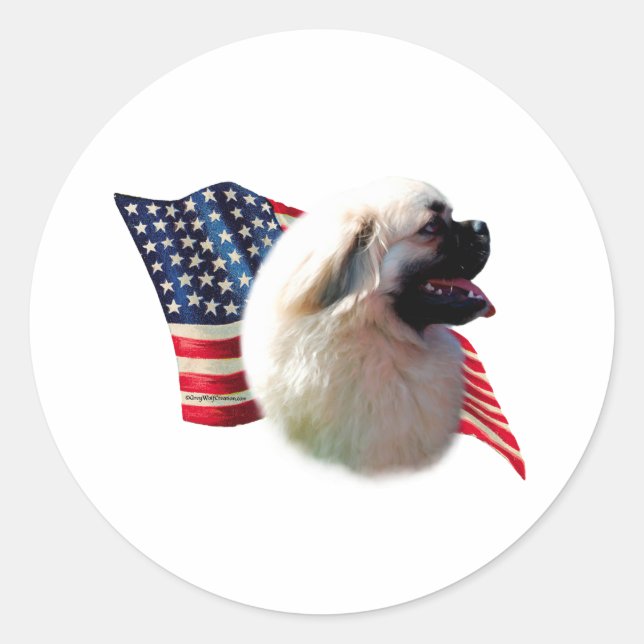Tibetan Spaniel Flag Classic Round Sticker (Front)