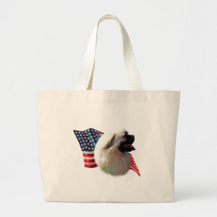 Tibetan Spaniel Flag Large Tote Bag