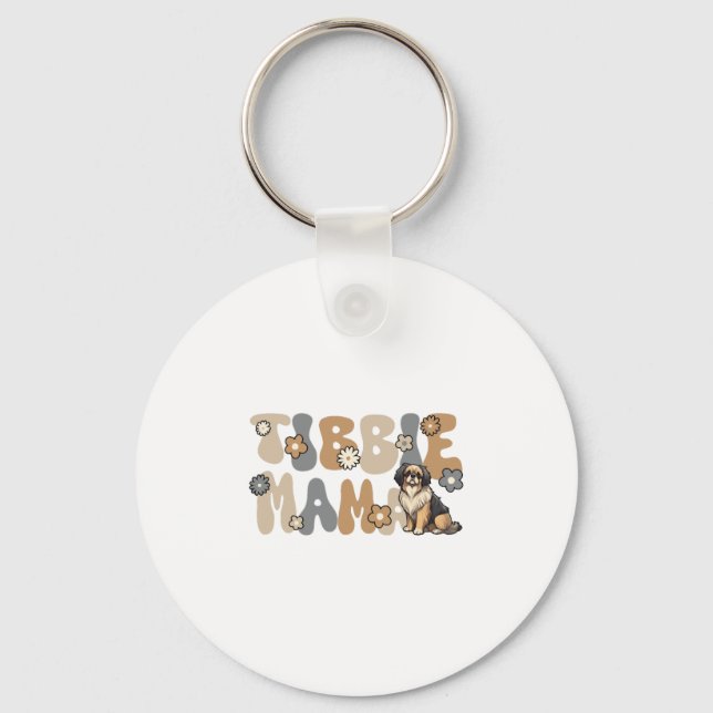 Tibetan Spaniel Groovy Tibbie Mama Keychain (Front)
