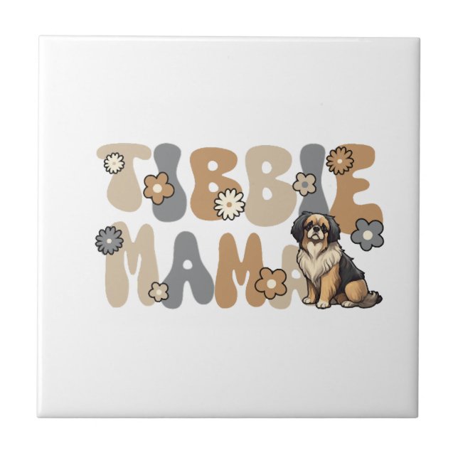 Tibetan Spaniel Groovy Tibbie Mama Tile (Front)