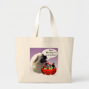 Tibetan Spaniel Halloween Candy Large Tote Bag