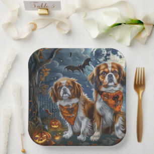 Tibetan Spaniel Halloween Spooky Paper Plate