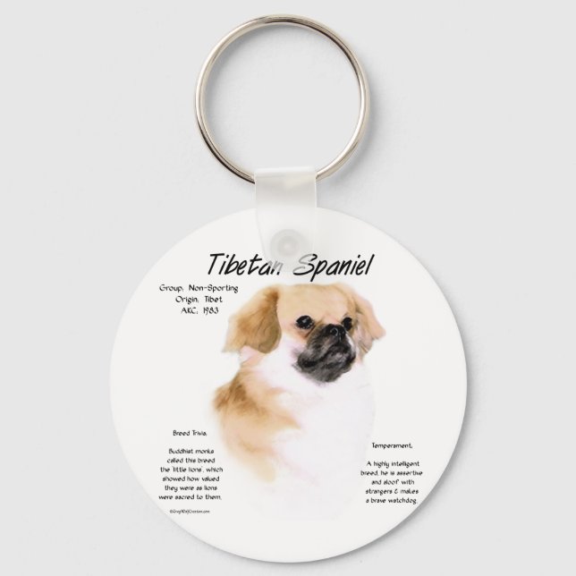 Tibetan Spaniel History Design Keychain (Front)