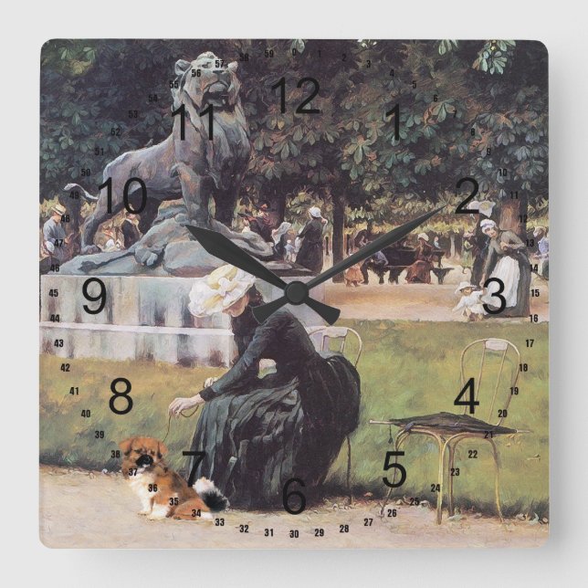 Tibetan Spaniel in the Park Square Wall Clock (Front)