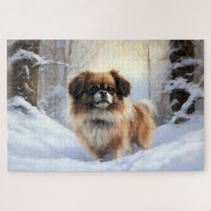 Tibetan Spaniel Let It Snow Christmas Jigsaw Puzzle