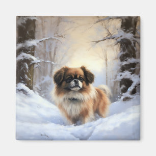 Tibetan Spaniel Let It Snow Christmas Magnet