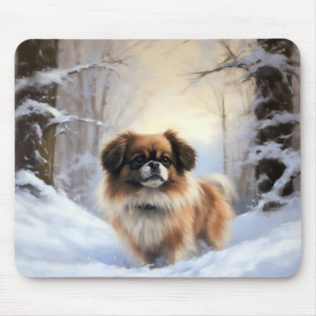 Tibetan Spaniel Let It Snow Christmas  Mouse Pad (Front)