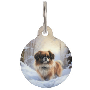 Tibetan Spaniel Let It Snow Christmas  Pet Tag