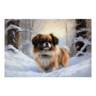 Tibetan Spaniel Let It Snow Christmas  Poster