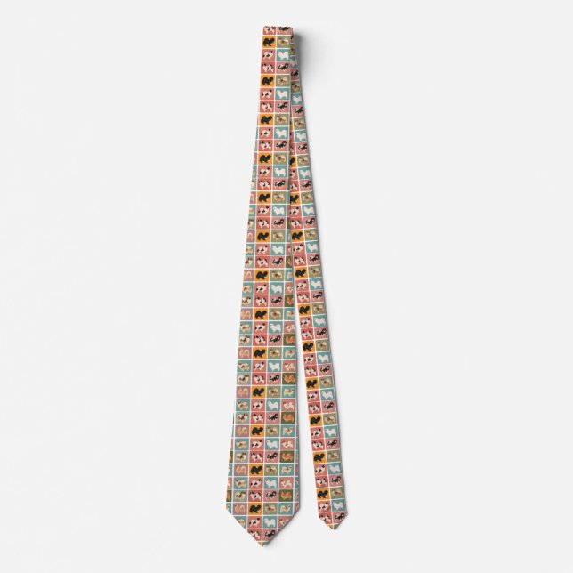 Tibetan Spaniel Multi Coloured Tie (Front)