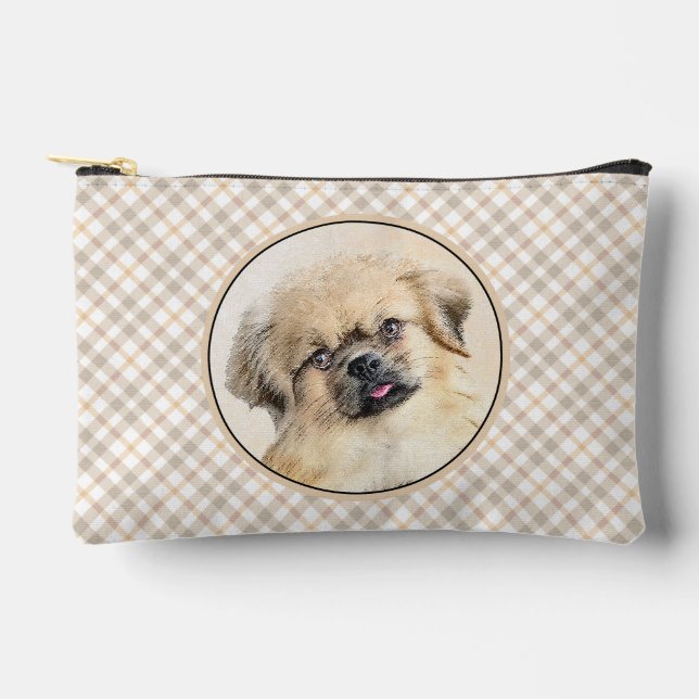 Tibetan Spaniel Painting Cream and White Dog Art Accessory Pouch (Front)