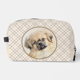 Tibetan Spaniel Painting Cream and White Dog Art Dopp Kit