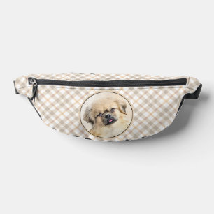 Tibetan Spaniel Painting Cream and White Dog Art Fanny Pack