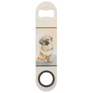 Tibetan Spaniel Painting - Cute Original Dog Art Bar Key
