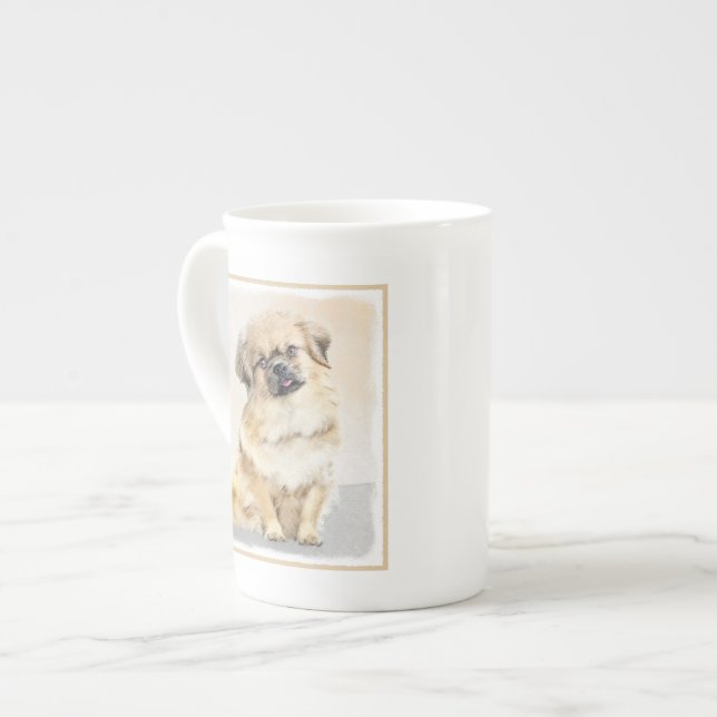 Tibetan Spaniel Painting - Cute Original Dog Art Bone China Mug (Front Left)
