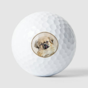 Tibetan Spaniel Painting - Cute Original Dog Art Golf Balls