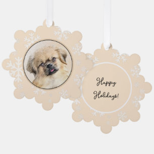 Tibetan Spaniel Painting - Cute Original Dog Art Ornament Card