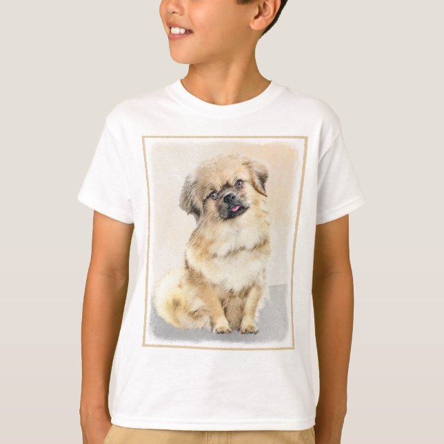 Tibetan Spaniel Painting - Cute Original Dog Art T-Shirt (Front)