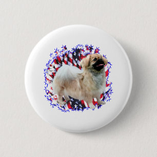 Tibetan Spaniel Patriot 2 Inch Round Button