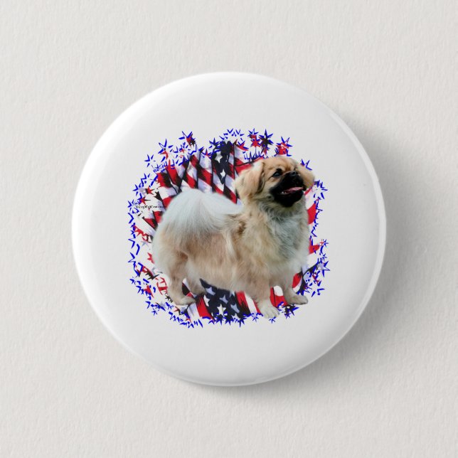 Tibetan Spaniel Patriot 2 Inch Round Button (Front)