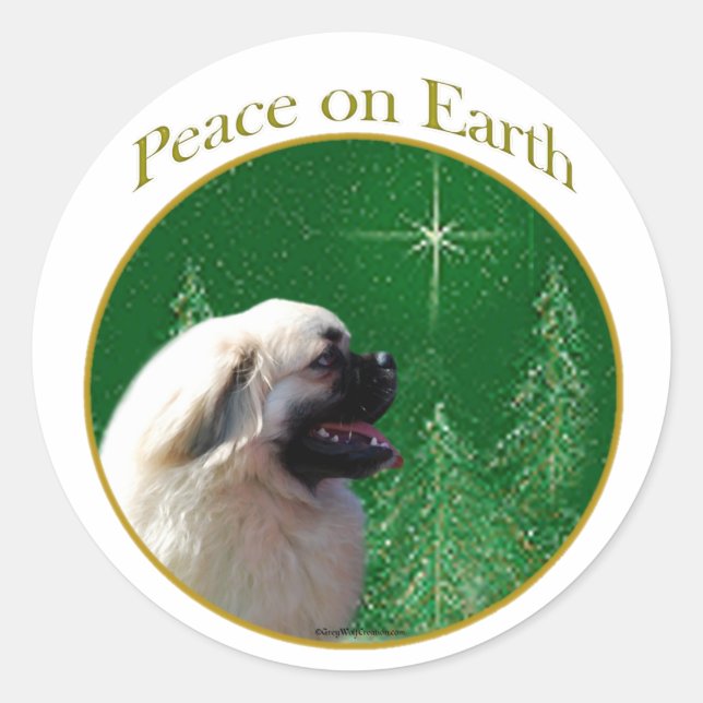 Tibetan Spaniel Peace Classic Round Sticker (Front)
