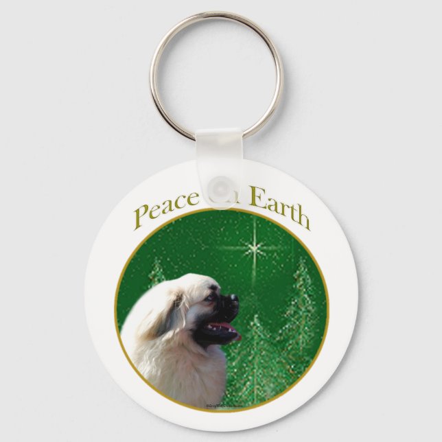 Tibetan Spaniel Peace Keychain (Front)