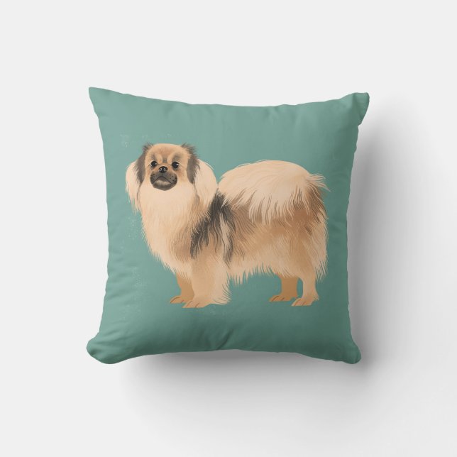 Tibetan Spaniel Pillow- Two-sided Throw Pillow (Front)