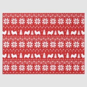 Tibetan Spaniel Silhouettes Christmas Pattern Tissue Paper
