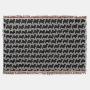 Tibetan Spaniel Silhouettes Pattern Throw Blanket