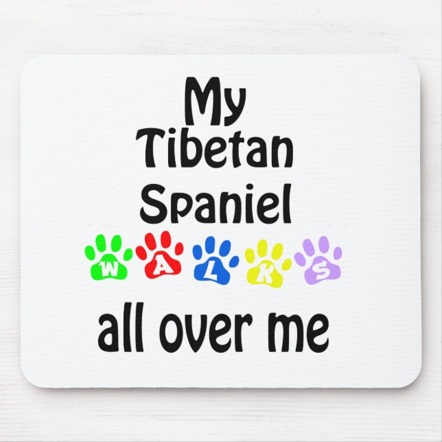 Tibetan Spaniel Walks Design Mouse Pad (Front)