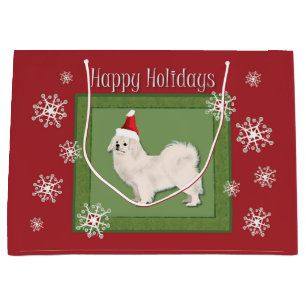 Tibetan Spaniel (White) Christmas Bag