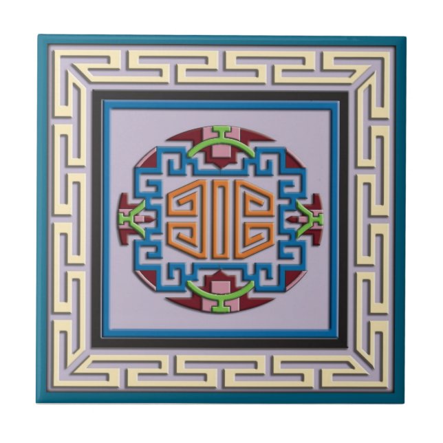 Tibetan square ornament tile (Front)