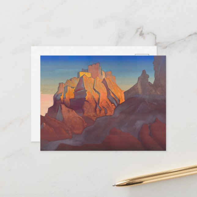 Tibetan Stronghold, Basgo by Nicholas Roerich Holiday Postcard (Front/Back In Situ)