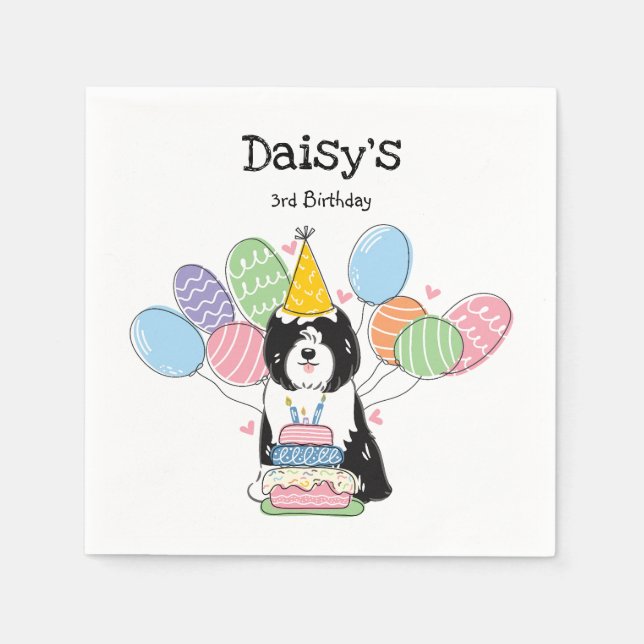 Tibetan Terrier Birthday Party Paper Napkins (Front)