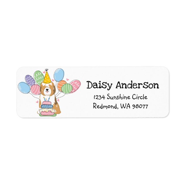 Tibetan Terrier Birthday Return Address Label (Front)