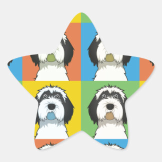 Tibetan Terrier Cartoon Pop-Art Star Sticker