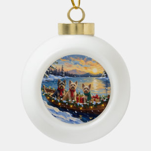 Tibetan Terrier Christmas Boat Holiday Ceramic Ball Christmas Ornament