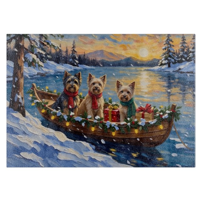 Tibetan Terrier Christmas Boat Holiday Cutting Board (Front)