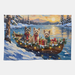 Tibetan Terrier Christmas Boat Holiday Kitchen Towel