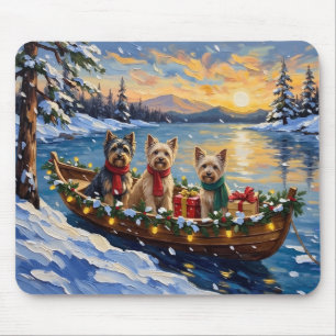 Tibetan Terrier Christmas Boat Holiday Mouse Pad