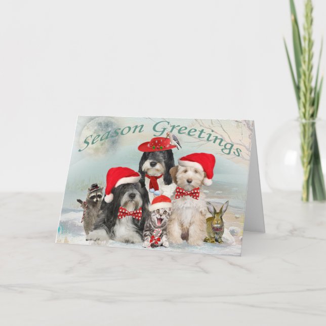 Tibetan Terrier  Christmas With Friends Holiday Card (Front)