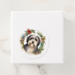 Tibetan Terrier Christmas Wreath Festive Pup  Favour Tags