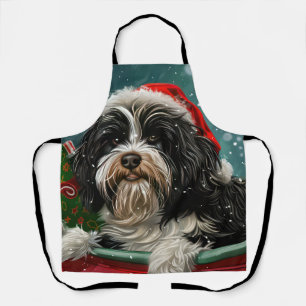 Tibetan Terrier Dog Christmas Festive  Apron