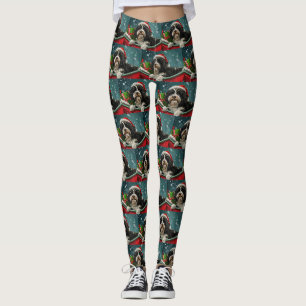 Tibetan Terrier Dog Christmas Festive  Leggings