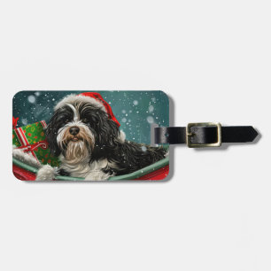 Tibetan Terrier Dog Christmas Festive  Luggage Tag