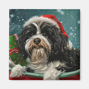 Tibetan Terrier Dog Christmas Festive  Magnet