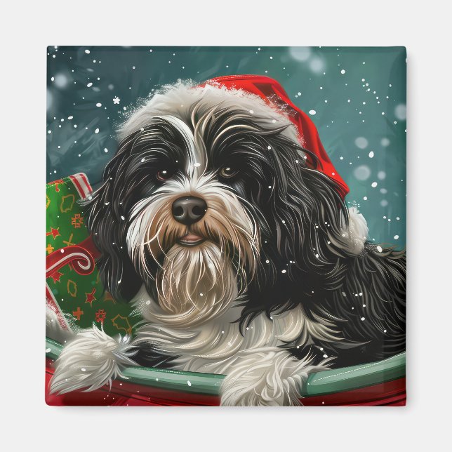 Tibetan Terrier Dog Christmas Festive  Magnet (Front)